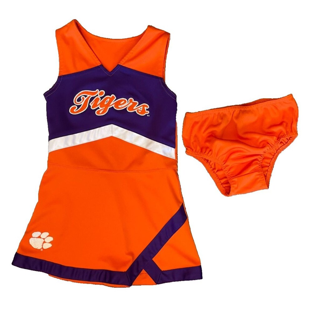 CLEMSON TIGERS Girls CHEER Dress w/ Panty ORANGE Purple Size M 5/6